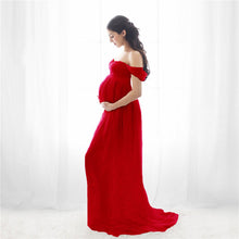 Load image into Gallery viewer, Lacey Sweetheart Front Maternity Dress - Red