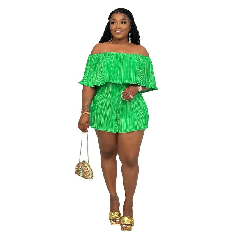Sexy Pleaded Romper - Green