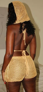 Gold Knit 3pc Shorts Set