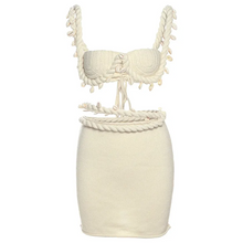 Load image into Gallery viewer, Knitted Shell 2pc Skirt Set - cream
