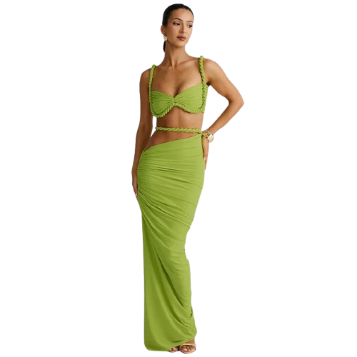 Twist Rope Skirt set - green
