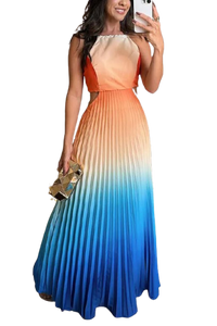 Gradient Lace-up Dress - orange