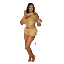 Load image into Gallery viewer, Gold Knit 3pc Shorts Set
