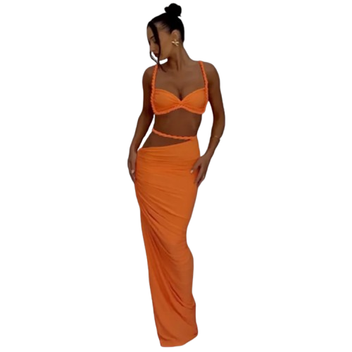 Twist Rope Skirt set - orange