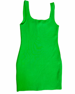 Ribbed Dress - Lime Green