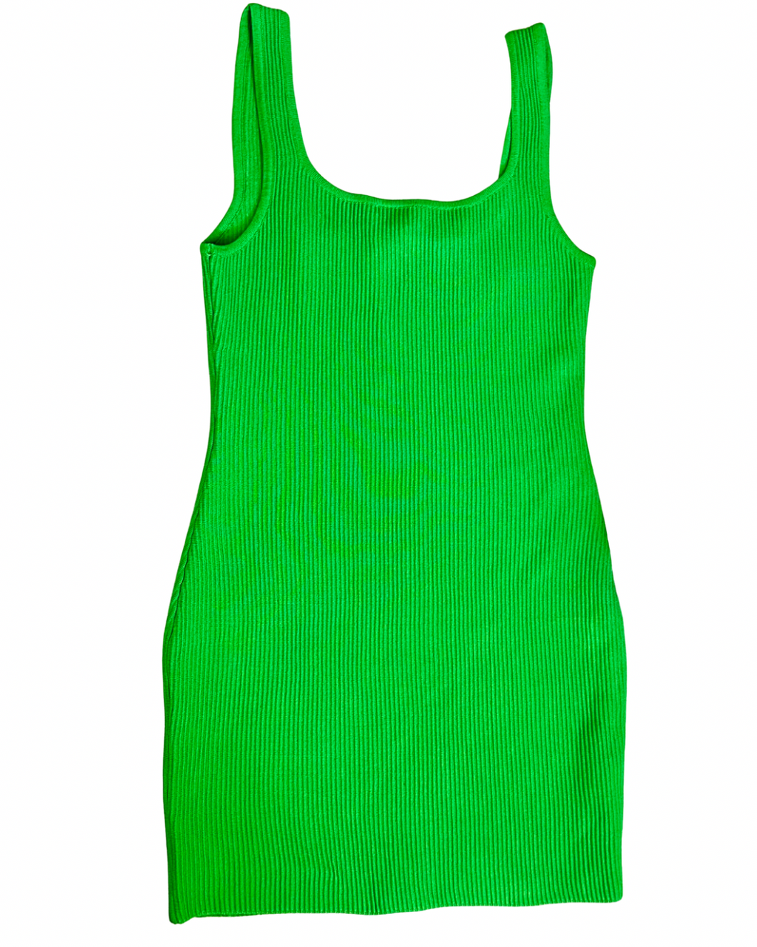 Ribbed Dress - Lime Green
