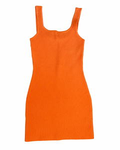 Ribbed Dress - Tangerine
