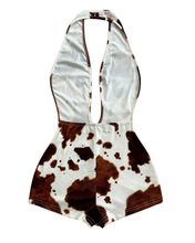 Load image into Gallery viewer, Chocolate Animal Print Romper
