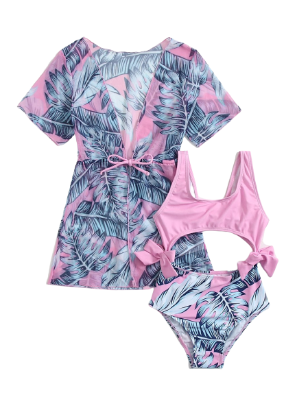 Kid Monokini & Coverup - Pink