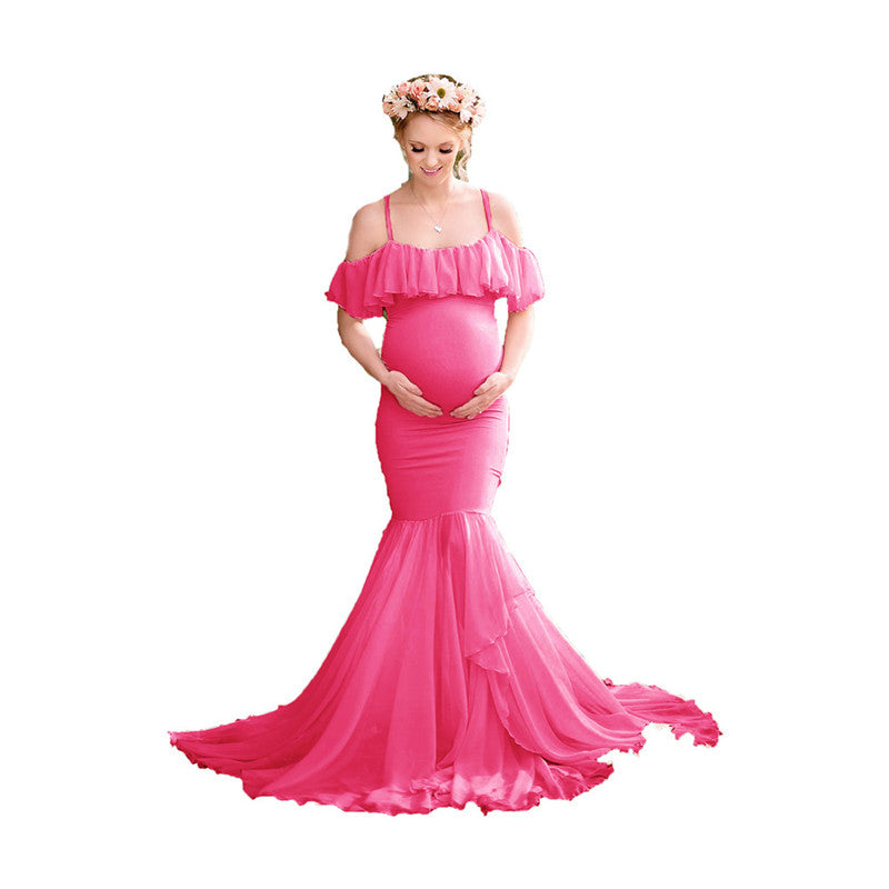 pink mermaid maternity dress Momyknows Pink Lace Ruched Corset High-low Tank Mermaid Elegant Cocktail Gown Maternity Baby Shower Maxi Dress, Pink / XL