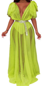 Lime Maxi Mesh Dress