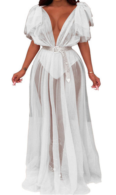 White Maxi Mesh Dress