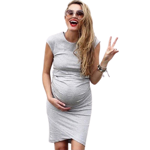 Casual Maternity Dress - Heather grey