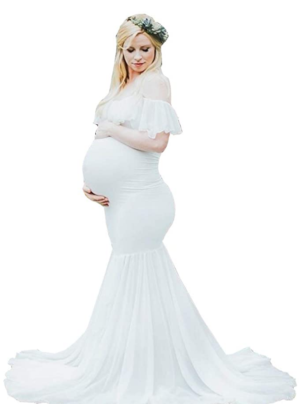 Mermaid Maternity Dress - White