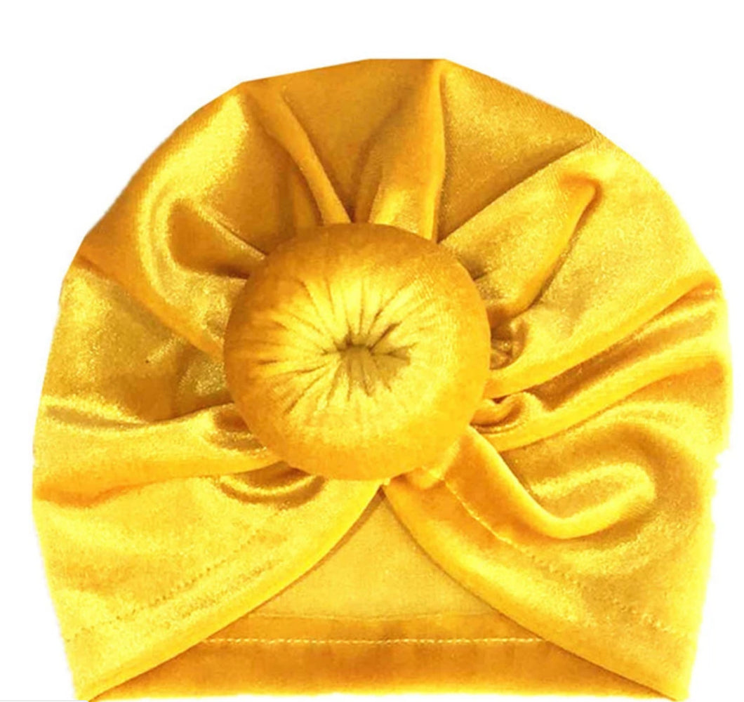 Velvet Turban - Canary yellow