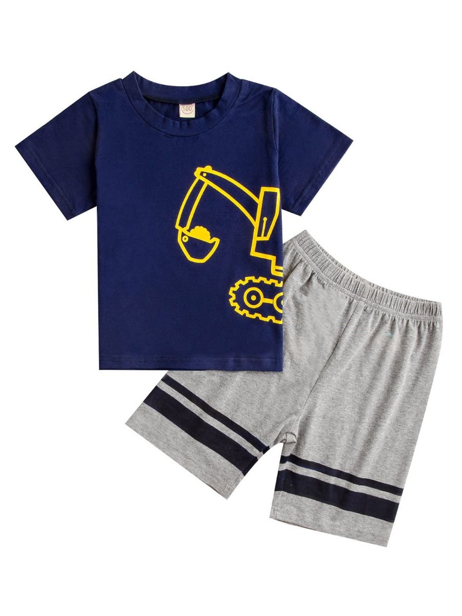 Yellow Tractor Shorts Set